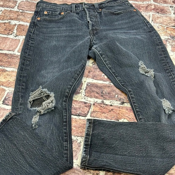 Levis Levi's 501 Skinny Dark Indigo Wash 24 Y2K Grunge Model Off Duty, Grunge - Picture 8 of 16